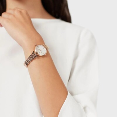 Emporio Armani AR11316 Gianni T-bar Rose Gold Pearl Dial