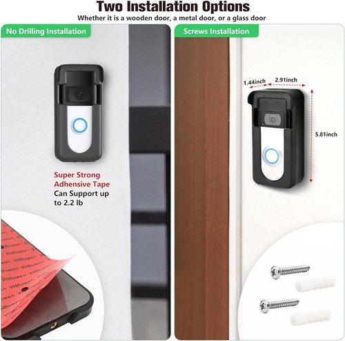 Anti-Theft Video Doorbell Mount, No Drill Ring Doorbell Holder for Apartment - Picture 3 of 11