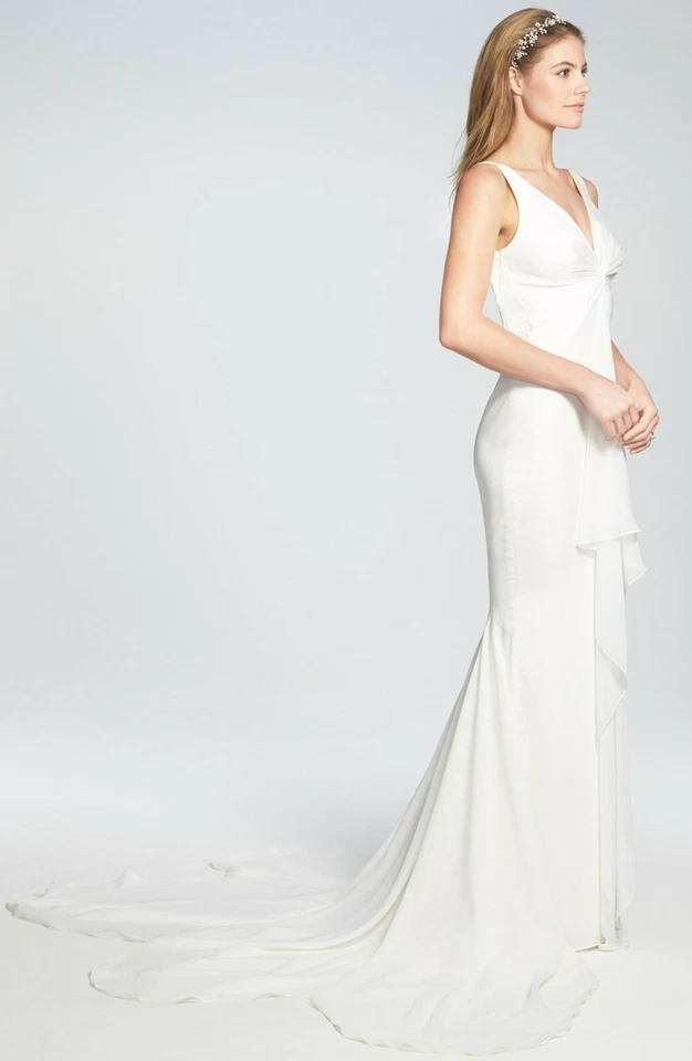 Maxi Vestido de Boda KATIE MAY Marfil Blanco Mykonos Twist Crepe de Chin Sirena L 10 Foto 4 de 4