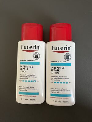 Lot 2 Eucerin Very Dry/Flaky Skin Intensive Repair Lotion Fragrance Free 5 oz Ea
