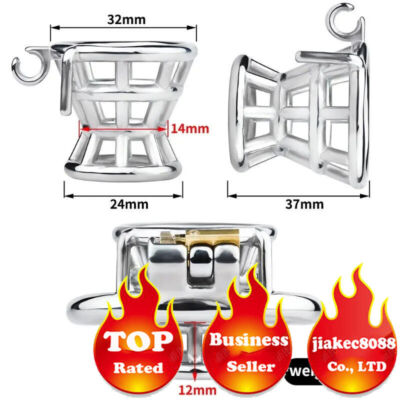 Male Stainless Steel Chastity Cage Device Negative Lock Cage Smooth Breathable