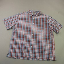 LL Bean Shirt Mens Large Short Sleeve Plaid Button Up Pockets Lightweight