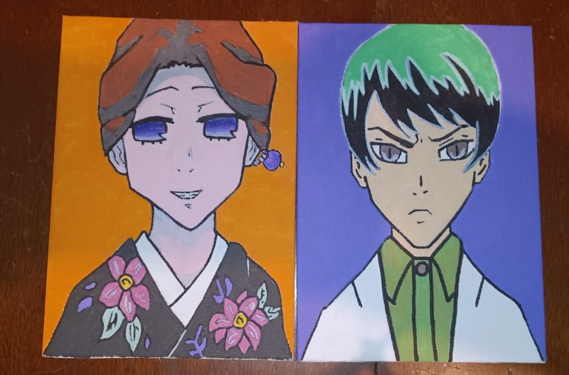 Demon Slayer Tamayo And Yushiro Paintings, 5x7 Canvas