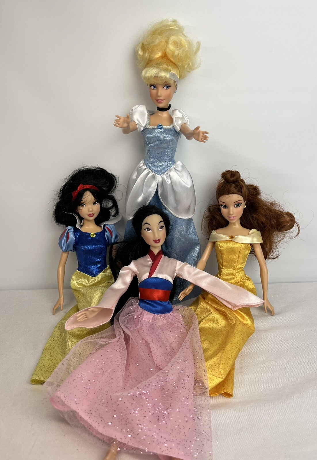 Disney Princesses CINDERELLA SNOW WHITE BELLE MULAN Barbie Dolls Lot of ...