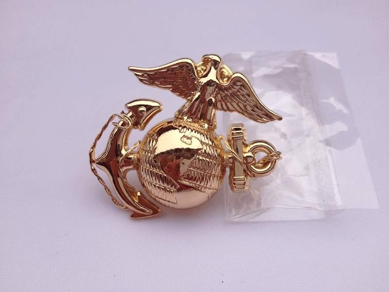 Badge Métal EGA Officier US Marine Corps WWII | Insigne De Casquette Militaire Historique | Reproduction Collection