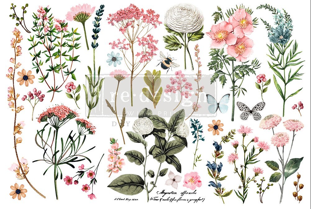 Decor Transfers - Botanical Paradise - 3 Sheets 6”x12” Prima Marketing