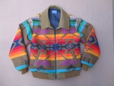 Vtg PENDLETON Western Wear Native American Indian Blanket Wool Jacket, MEDIUM
