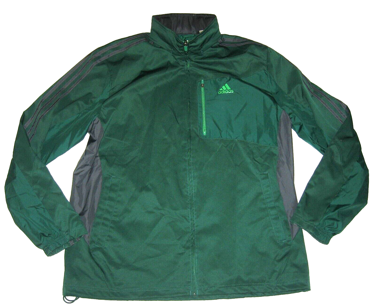 New! ADIDAS Green/Gray 3-Stripes Full-Zip Track Jacket