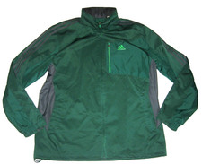 New ADIDAS Green/Gray 3-Stripes Full-Zip Track Jacket 939005 Tuck-Away Hood L