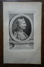 RAOUL ROI DE FRANCE . PORTRAIT. ORIGINAL ENGRAVING. 1760