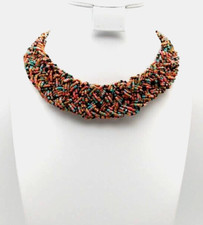 African Beaded Multicolored Maasai Collar Necklace Made by Maasain Women