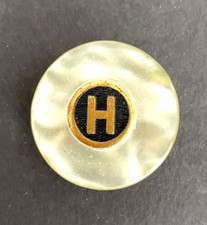 VTG Art Deco Small Button Style Letter Initial H Mother Pearl Look Belt Buckle