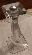 1 Vintage  CrystalGlass Candlestick Holder Deep Etched Floral 8" Tall