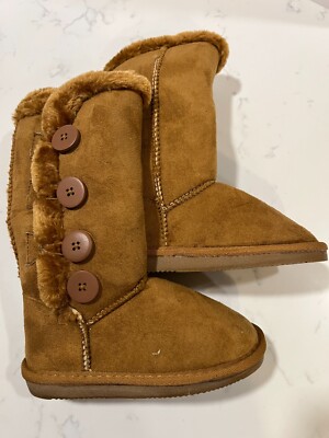 Fleece Fur Lined Brown winter snow Boots Mid-Calf Youths Size 11
