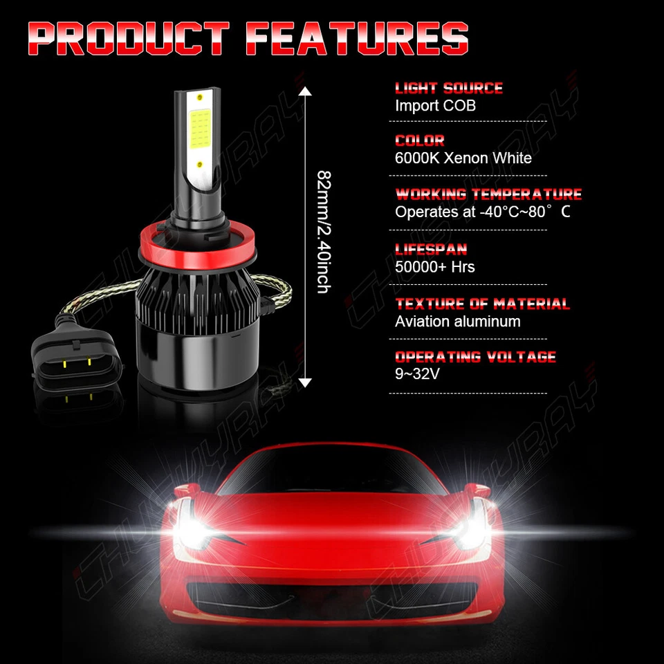 Para Para Kia Sorento 2014-2015 6000K Combo LED Faro Alto Bajo + Luces Antiniebla Foto 3 de 4