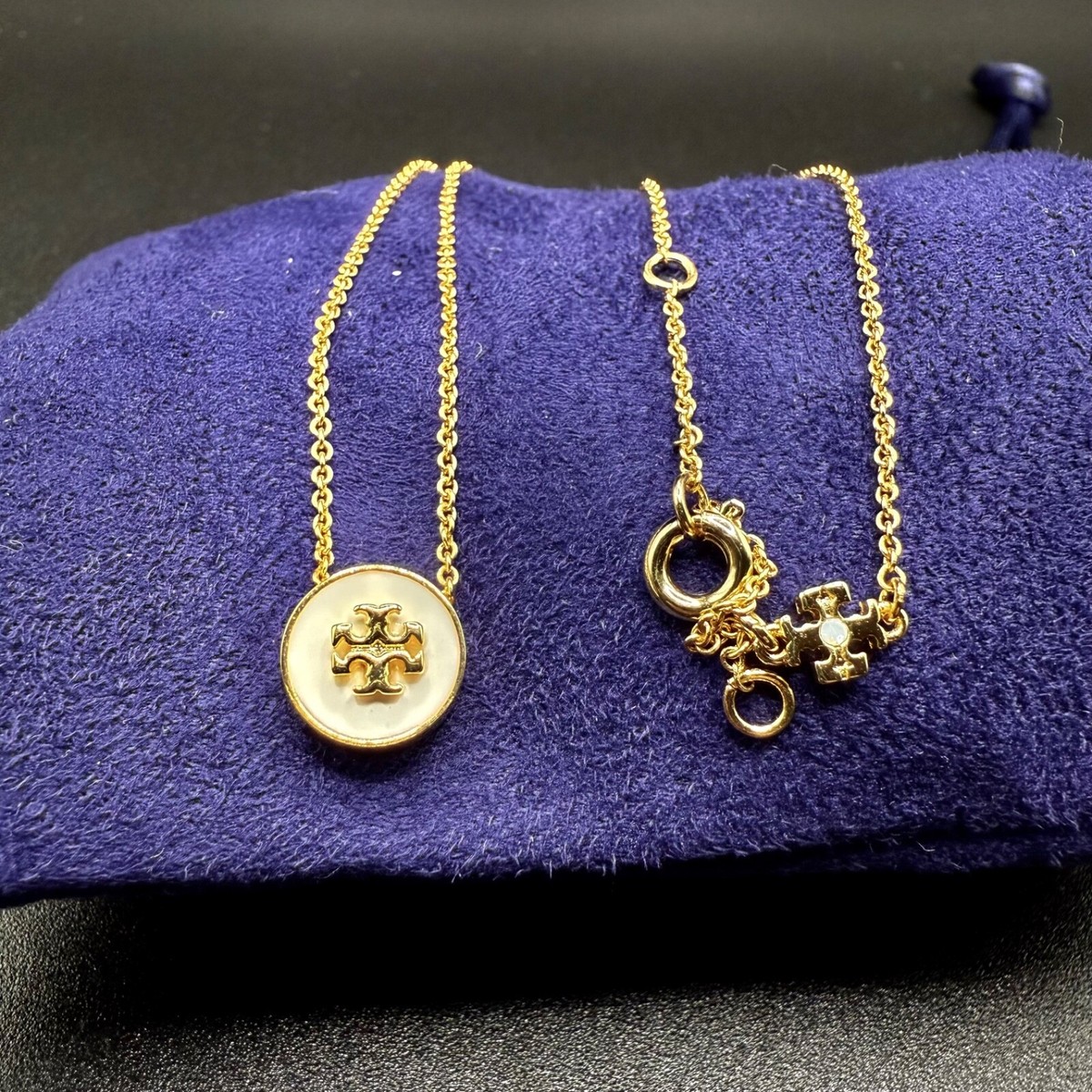 Tory Burch Kira Enamel White Pendant Necklace | Giftable