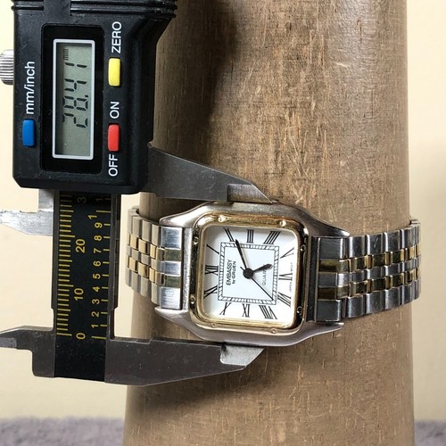 Embassy by Gruen Women GEM3007B Two Tone Square Tank Analog 28mm Watch 8" - Picture 6 of 13