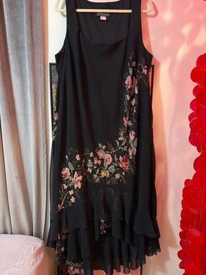 Alex Evenings Black Sleeveless Beaded Floral