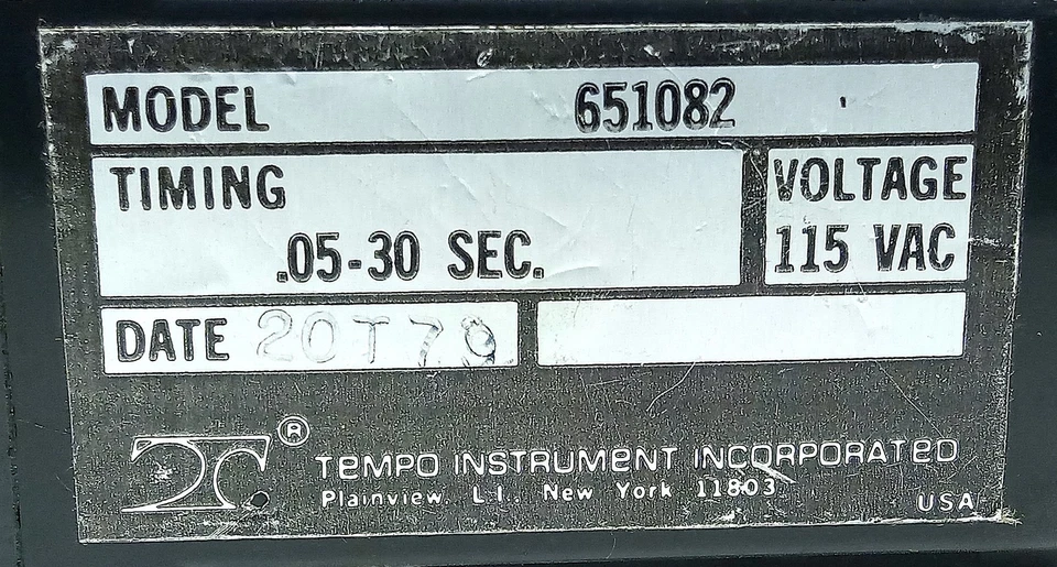 Tempo Instruments 651082 .05-30 Sec Timer Module for Package Sealing Machinery - Image 3 of 3