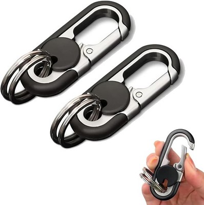 2Pcs Men's Car Key Chain Durable Stainless Steel Keychain with Double Ring