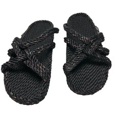Nomadic state of mind NEW handmade rope slide sandals black disco EU38/US 7