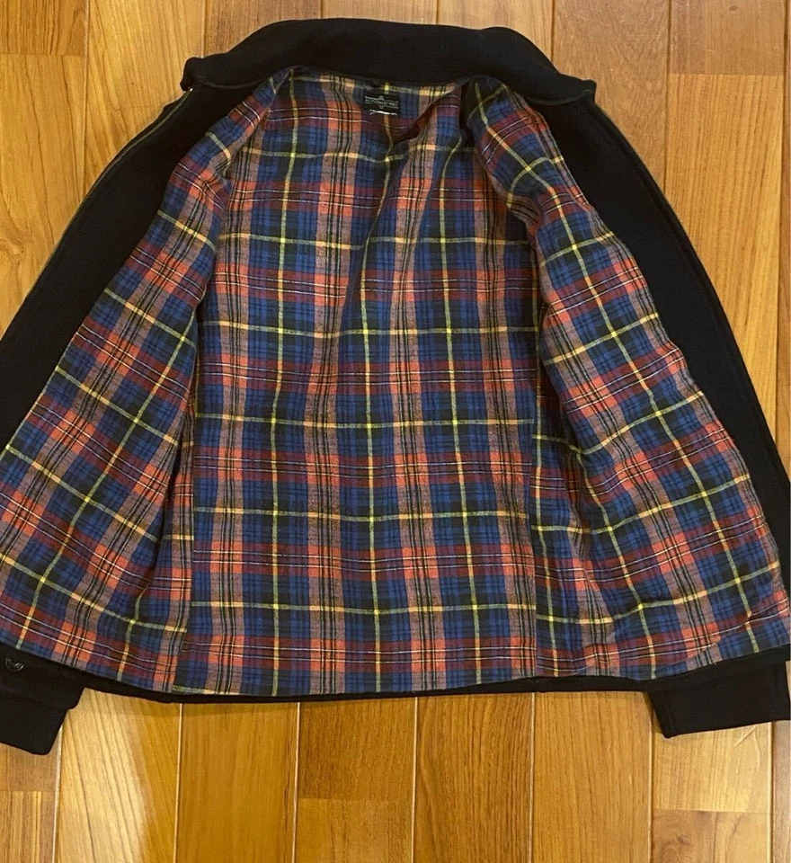 ✅ Chaqueta deportiva de lana Montgomery Ward años 40 50 azul marino oscuro forrada corona cremallera Foto 4 de 4