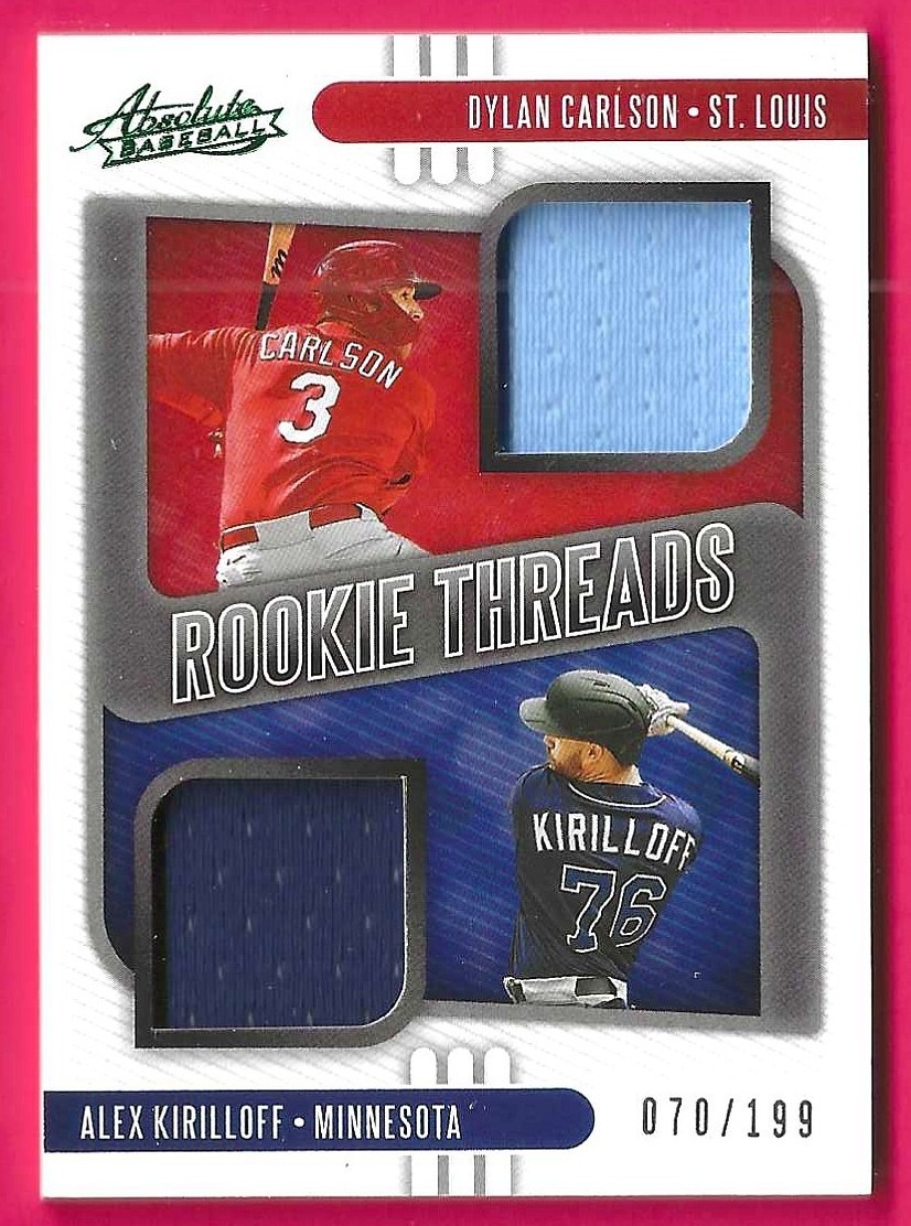 2021 Absolute Green Rookie Threads D. Carlson-Alex Kiriloff 70/199 Dual Jerseys