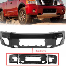 Black Steel Front Bumper Face Bar For 2004-2015 Nissan Titan W Fog Light Holes