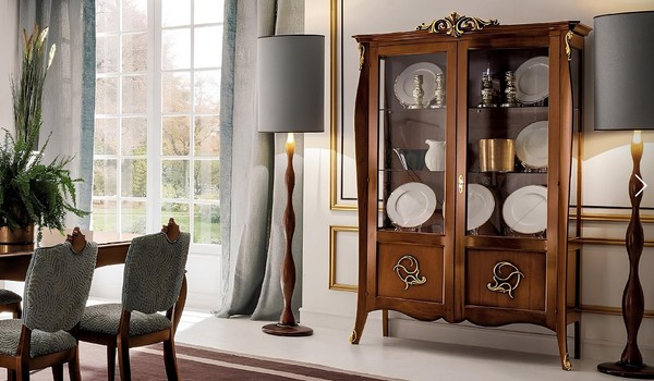 Vitrine Glas Schrank Kommode SchräNke Italien MöBel Holz Stil Barock Vitrinen-image