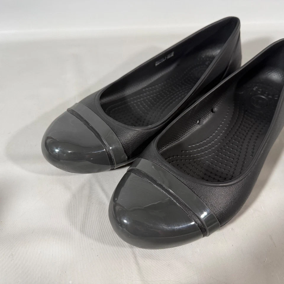 Crocs Slip On Shoes Womens 9 Black Ballet Flats Patent Leather Comfort Cap Toe - Изображение 2 из 4