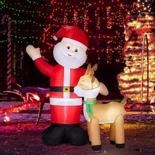 6.3FT Santa Reindeer Christmas Inflatable Blow Up Yard Decor LED Lights Outdoor