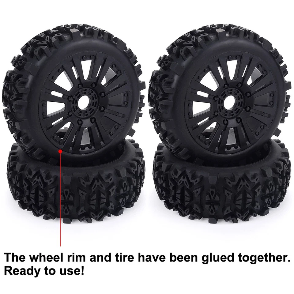 120mm ZD Racing RC Buggy Vehicle Wheels Tires Set 17mm Hex for 1/8 RC Redcat HPI - Bild 4 von 4