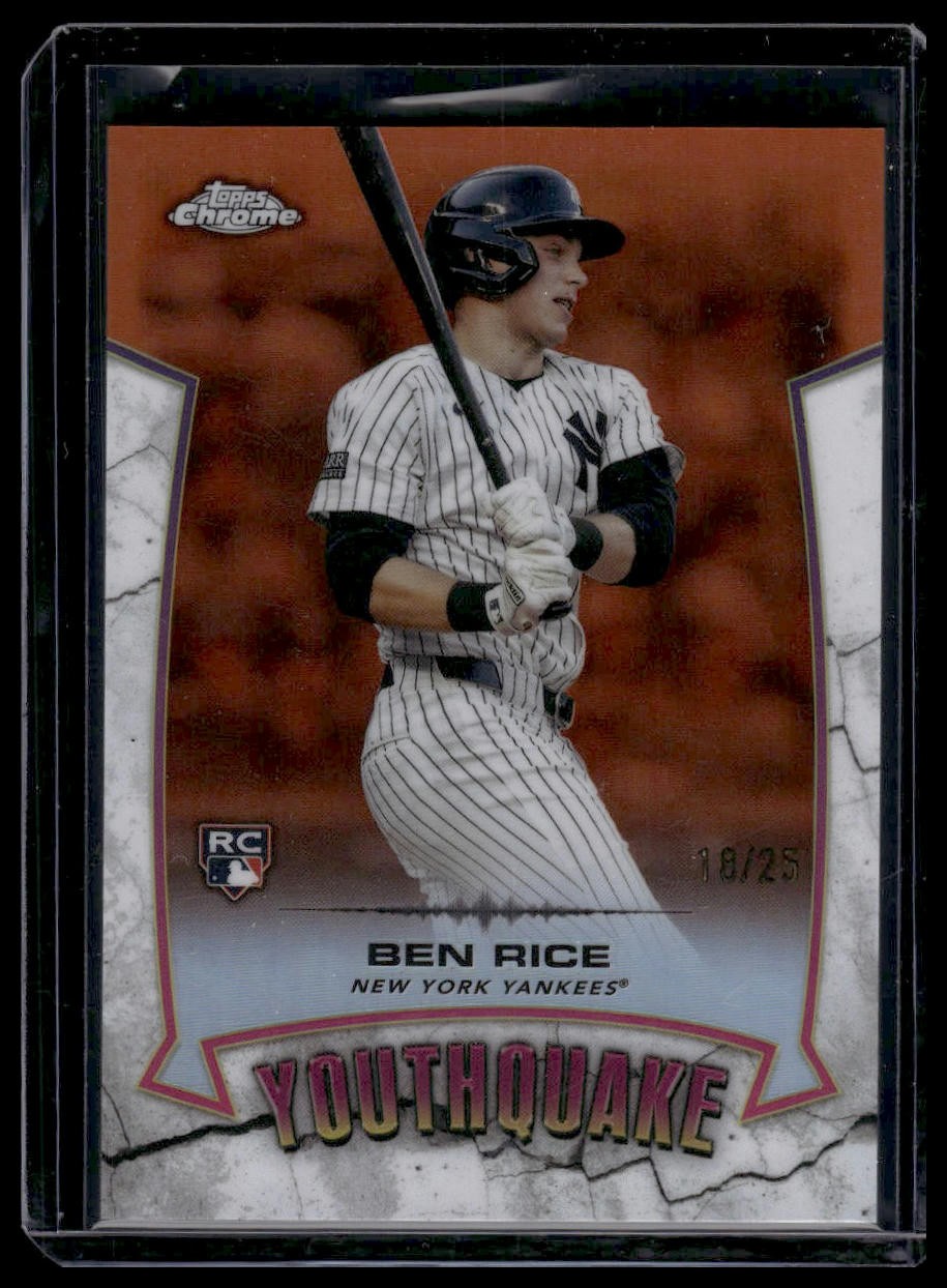2025 Topps Chrome #YQ-13 Ben Rice YouthQuake Orange Refractors #/25
