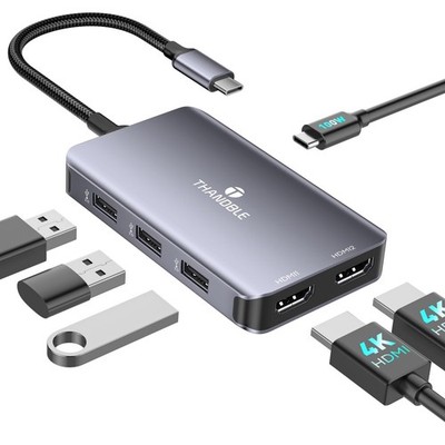 4K@60Hz USB C to Dual HDMI Adapter, 6 in 1 Docking Station Dual Monitor, 3*US...