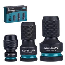 Impact Wrench Adapter Set: 1/4 Hex Converter, Drive Female, Quick-Change Chuck