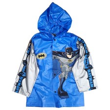 Boys Blue Gray Batman Rain Jacket Snap Front Coat