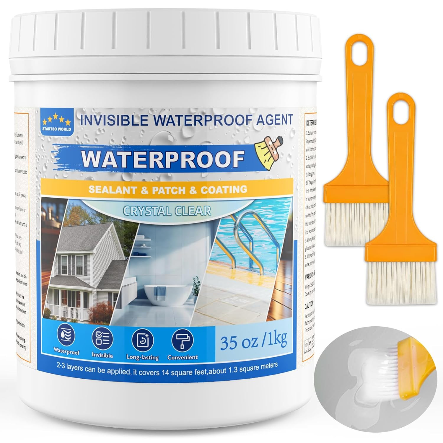 Liquid Waterproof Sealant 35Oz, Transparent Waterproof Coating Water-Based Invis