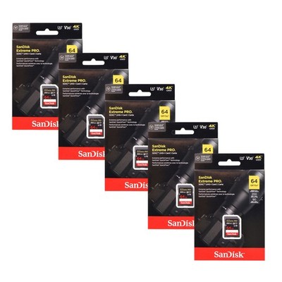 5x Sandisk 64GB Extreme PRO SDXC UHS-I Memory Card
