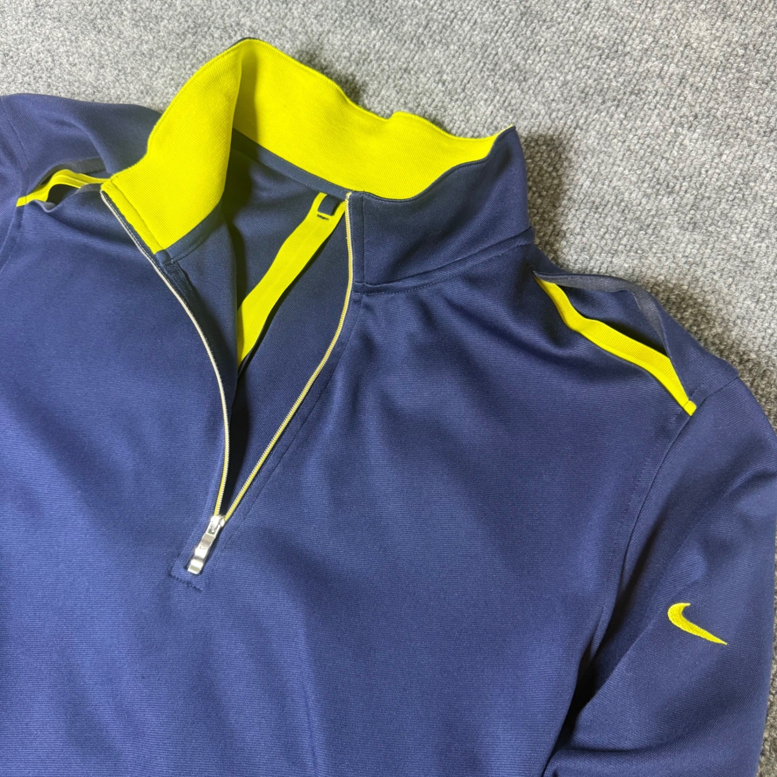 Nike Golf Dri-FIT Half Zip Pullover Women's Medium Athletic Top Blue Yellow
