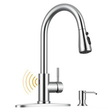 Touchless Kitchen Sink Faucet with Soap Dispenser, Single Handle Kitchen Fauc...