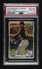 2020 Bowman Chrome Prospects Black Shimmer Refractor 1/1 Luis Patino PSA 10 1lq2