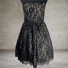 Black Lace Dress Women Size 6 Strapless Cocktail Party Prom Whimsigoth Coquette