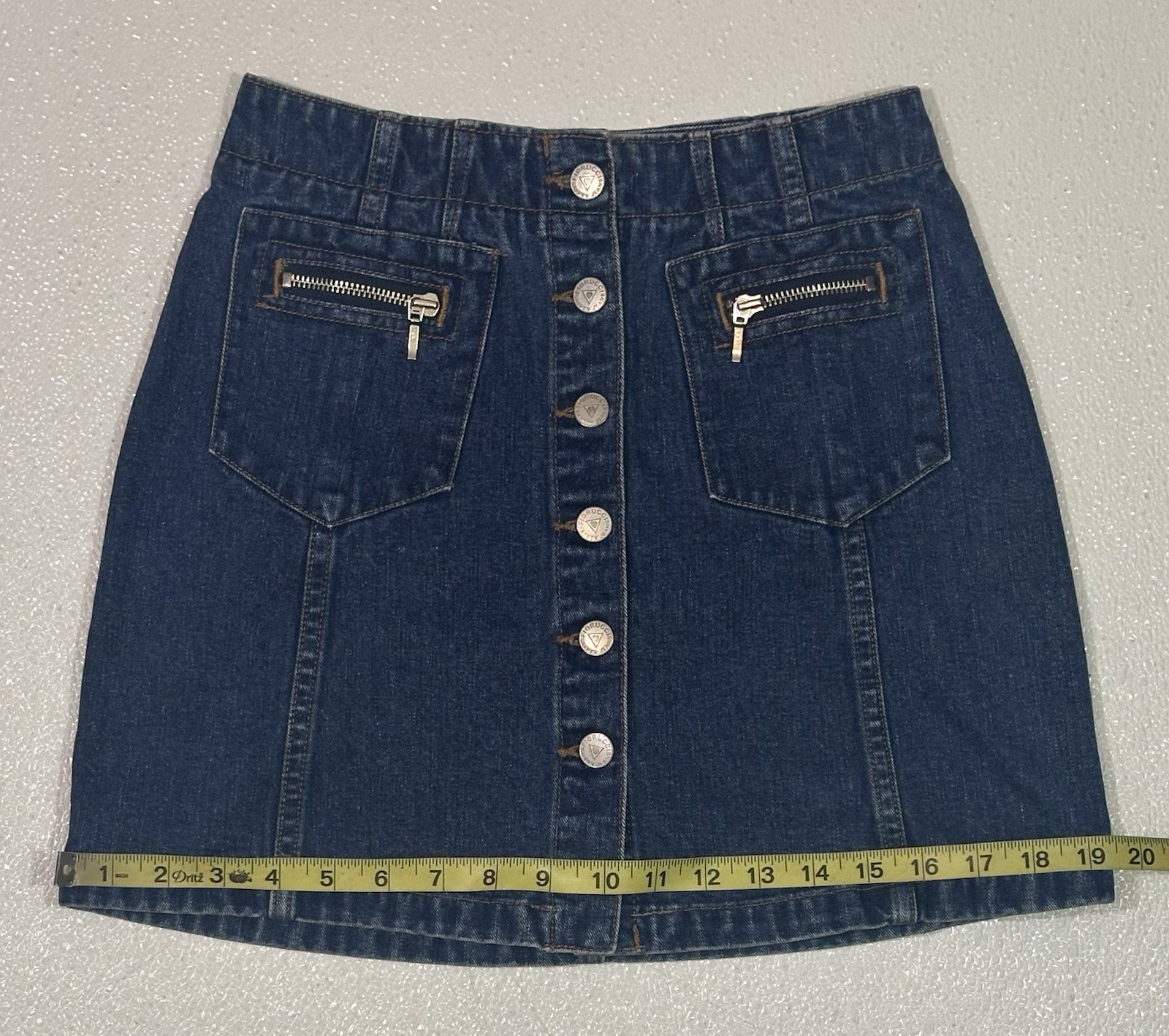 Fiorucci Size 8 Blue Button Down Medium Wash Deni… - image 7