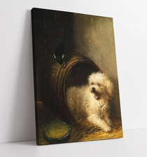 PUPPY IN BARREL, HENRIETTE RONNER-KNIP - FRAMED CANVAS WALL ART PICTURE PRINT