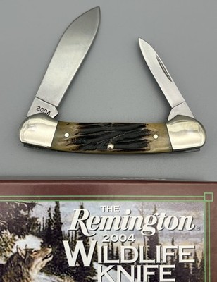 2004 Remington Wildlife Knife Canoe Timber Wolves Limited Edition