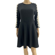 Rachel Rachel Roy SIZE 6 Black Pebbled Lace 3/4 Sleeve Fit & Flare Mini Dress
