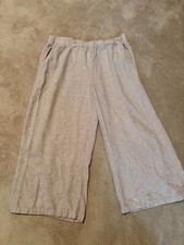 Cupio Women  s Striped Pull On Pants XL Elastic Waist Wide Leg Beige White