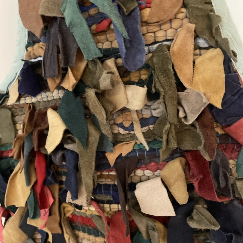 Vintage Exceptional Suede Rag Vest Unisex M Beige Textured Boho Shabby Western - Image 3 of 4