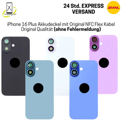 Für iPhone 16 Plus Akkudeckel  Back Cover MagSafe & Original NFC Flex Kabel