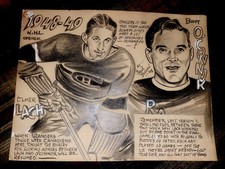 1948-49 NHL HOCKEY FRANK DUGGAN ARTWORK ELMER LACH BUDDY O’CONNOR AHL OHL WHL